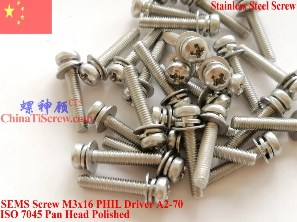 Шурупы из нержавеющей стали SEMS M3x16 с цилиндрической головкой 1 # Phillips Driver