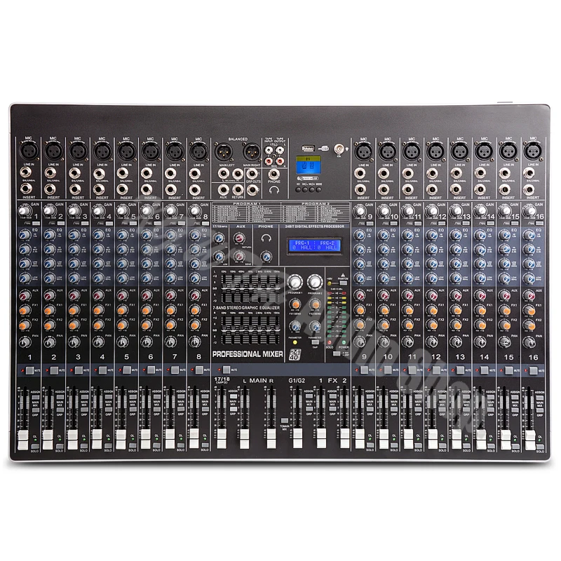 Профессиональный DJ микшер для 16ти-канального видеорегистратора USB сцена, караоке Свадебные Банкетный зал процессор эффектов микшерный пульт с 48В Мощность