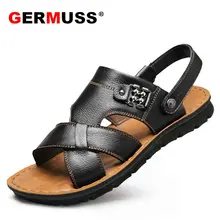 Мужские сандалии из натуральной Кожаные пляжные сандалии Мужская обувь Повседневное мужской для использования вне помещений; Для мужчин кроссовки; Вьетнамки; сезон лето; большой Размеры