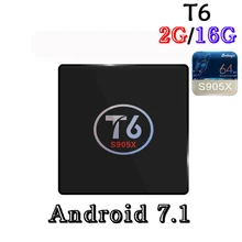 Android 7.1 Amlogic S905X Cortex A53 T6 Quad core TV Box 2GB/16GB support 4K IEEE 802.11 b/g/n 2.4GHz WiFi Smart tv Box
