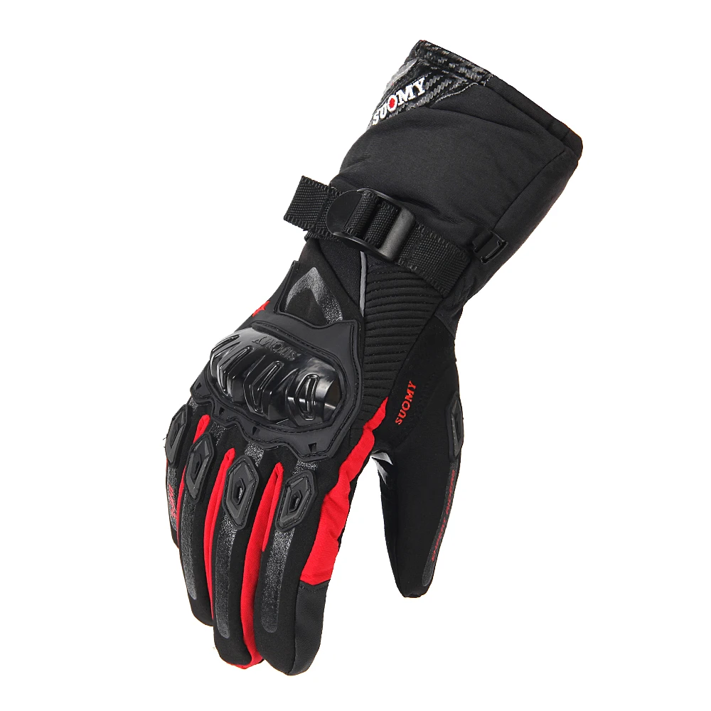 SUOMY, мужские мотоциклетные перчатки, водонепроницаемые мотоциклетные перчатки, ветрозащитные перчатки с сенсорным экраном, мотоциклетные гоночные перчатки для верховой езды на зиму - Цвет: WP-02 Red