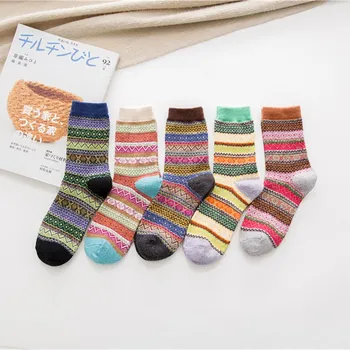 

Hipster Rabbit Wool Woman Socks 5 pair Fall Winter Pop Streetwear Warm Thick Woollen Socks Folk Luxo Diabetic Retro Fashion 2019