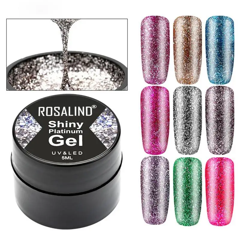 

ROSALIND Shiny Platinum Gel Polish Nails Art For Manicure Poly Gel UV Colors Primer Base Set Gel Hybrid Varnish Nail Gel Polish