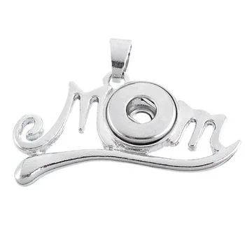 

Free shipping 12pcs/lot Fashion DIY Snaps Pendants Jewelry Silver MOM Metal Snaps Button Pendants Fit 12mm Snap Button Necklaces