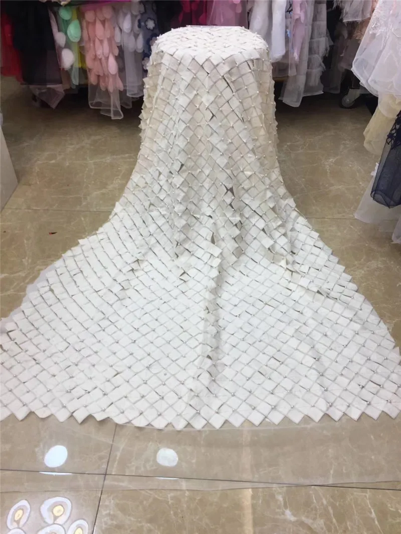 Good looking embroiderd lace fabric H-122432 with beads beautiful Nigerian sequins for party dress | Дом и сад