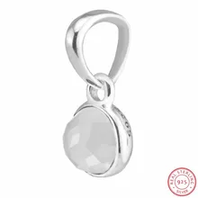 Dome-Cut серый лунный камень июня ожерелье с подвесом в форме капли бусина-подвеска для самостоятельного изготовления ювелирных изделий Fit PANDORA Подвески Серебро 925 FL506-6