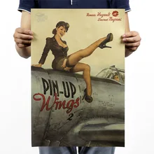 Retro pin up Sexy Lady USA película Kraft papel Poster decoración del hogar pegatina de pared vintage pintura antigua 42x30cm envío gratis