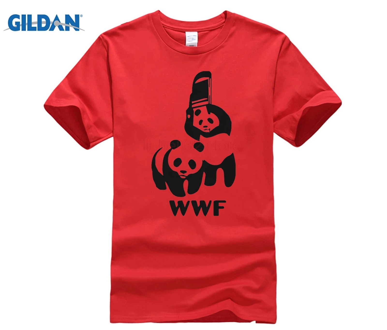 GILDAN الباندا WWF T قميص المصارعة الباندا مضحك المحملة الحياة البرية الخيرية محاكاة ساخرة وقحا أعلى المحملة جولة الرقبة أعلى المحملة قاعدة T قمي...