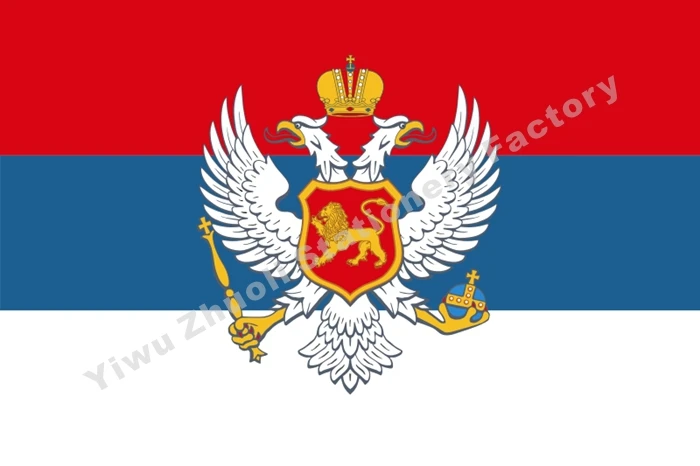 Черногория Королевство Флаг 150X90 см(3x5FT) 120 г 100D полиэстер двойной прошитой Высокое качество баннер Ensign