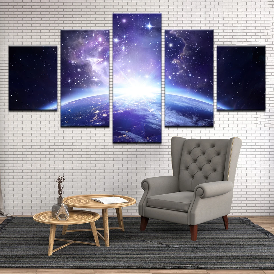 Canvas Wall Art Paintings Home Decor 5 Pieces Earth Universe Pictures