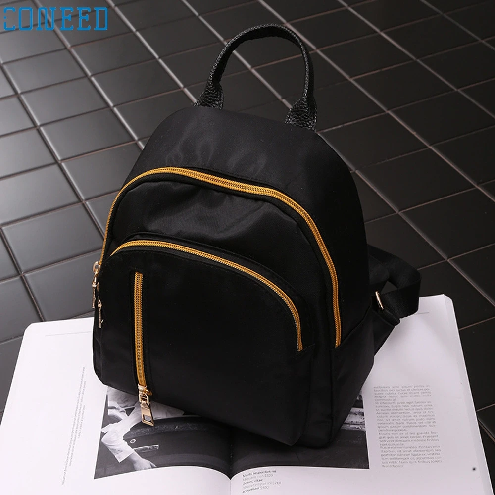 Fashion Backpacks CONEED Women Ladies golden vertical zipper shoulder