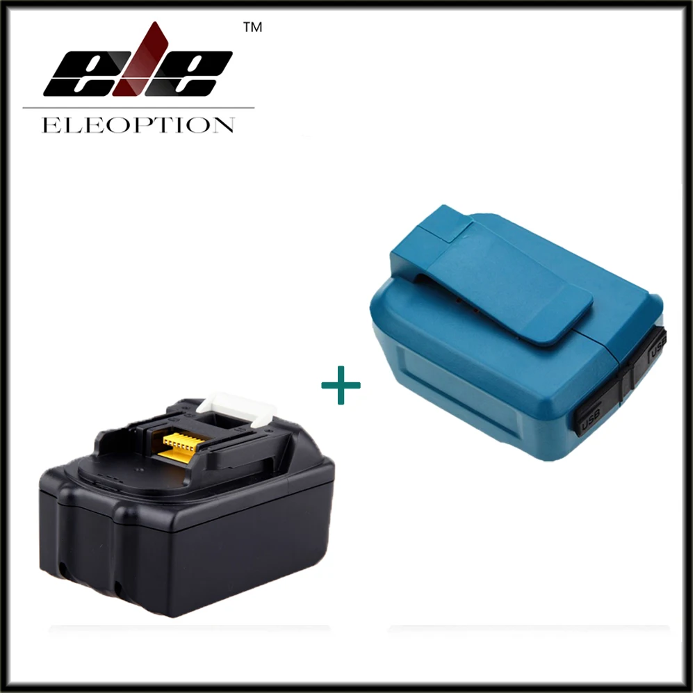 Eleoption 18V 3000mAh Rechargeable Power Tools Battery For Makita BL1830 BL1840 BL1815 Li-Ion + Dual USB Charger Adapter