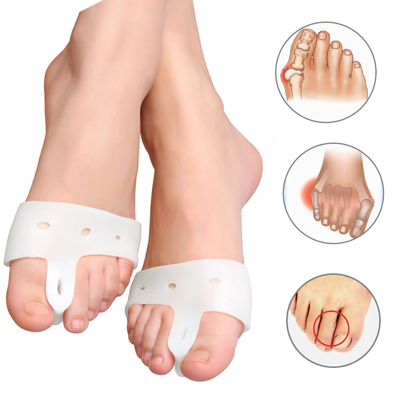 4Pcs=2Pair Toe Separator Hallux Valgus Bunion Corrector Bone Thumb Straightener Metatarsal Pads for Feet Pain Relief Foot Care