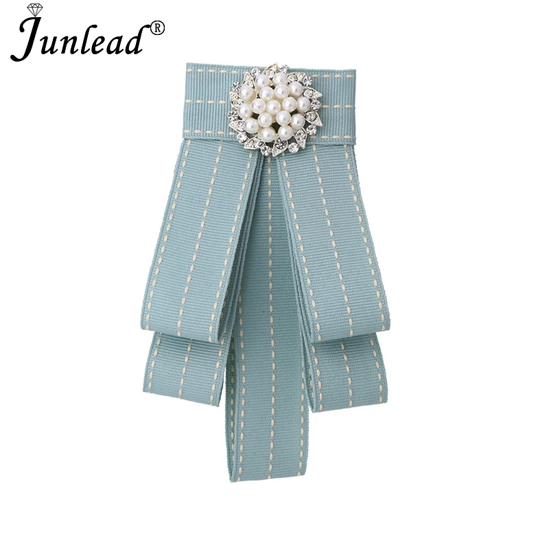 Junlead Charm Simulated Pearl Buckle Bowknot Statement Tie Broch Jewelry Cloth Corsage Bow Brooch pins for Women dresses Shirts | Украшения