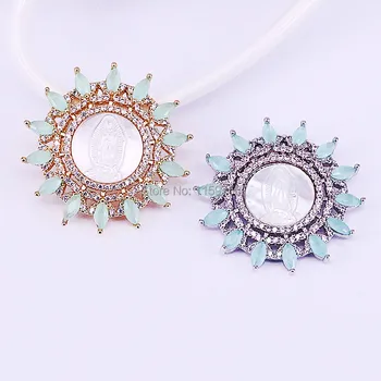 

5Pcs Sunflower Shape Pendant, Fashion Gold / Silver Color CZ Crystal Micro Pave Virgin Maria Shell Pendant Women Jewelry