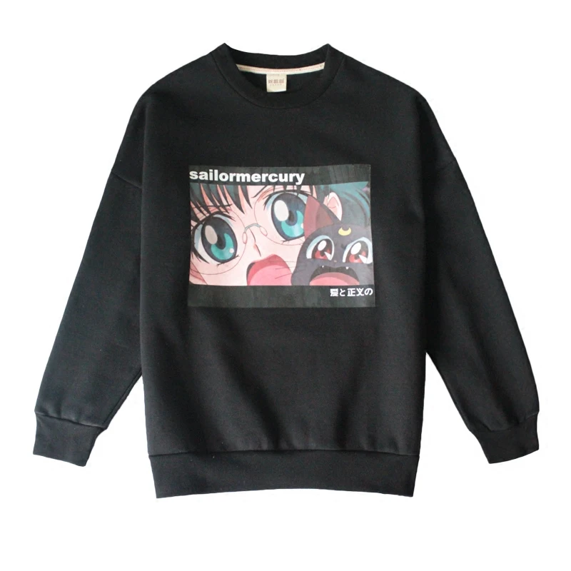 

Cute Hoodies Women Sailor Moon Japanese Clothes Tsukino Usagi Round neck Hoodies Sweatshirt