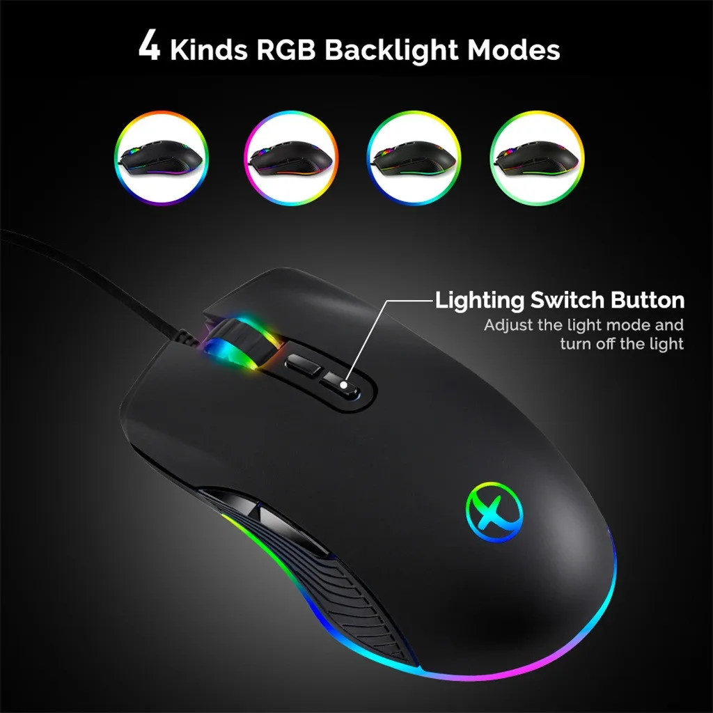 NEW HOT FASHIONType-C Ergonomic Mice 4 Backlight Modes Up To 3200 DPI RGB Wired Gaming Mouse Purchasing Purchasing