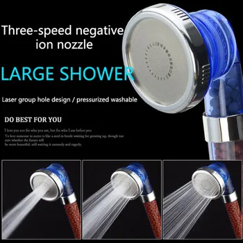 

New Healthy Negative Ion SPA Filtered Adjustable Shower Head with Shower Hose Three Shower Mode Negative Lon SPA Shower Head