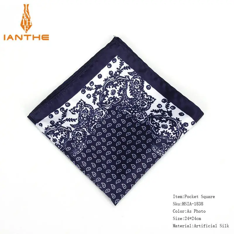 Фирменная Новинка Для мужчин платок Винтаж Пейсли Print Pocket Square мягкие шелковые платки Свадебная вечеринка Бизнес Hanky груди Полотенца подарок - Цвет: IA1838