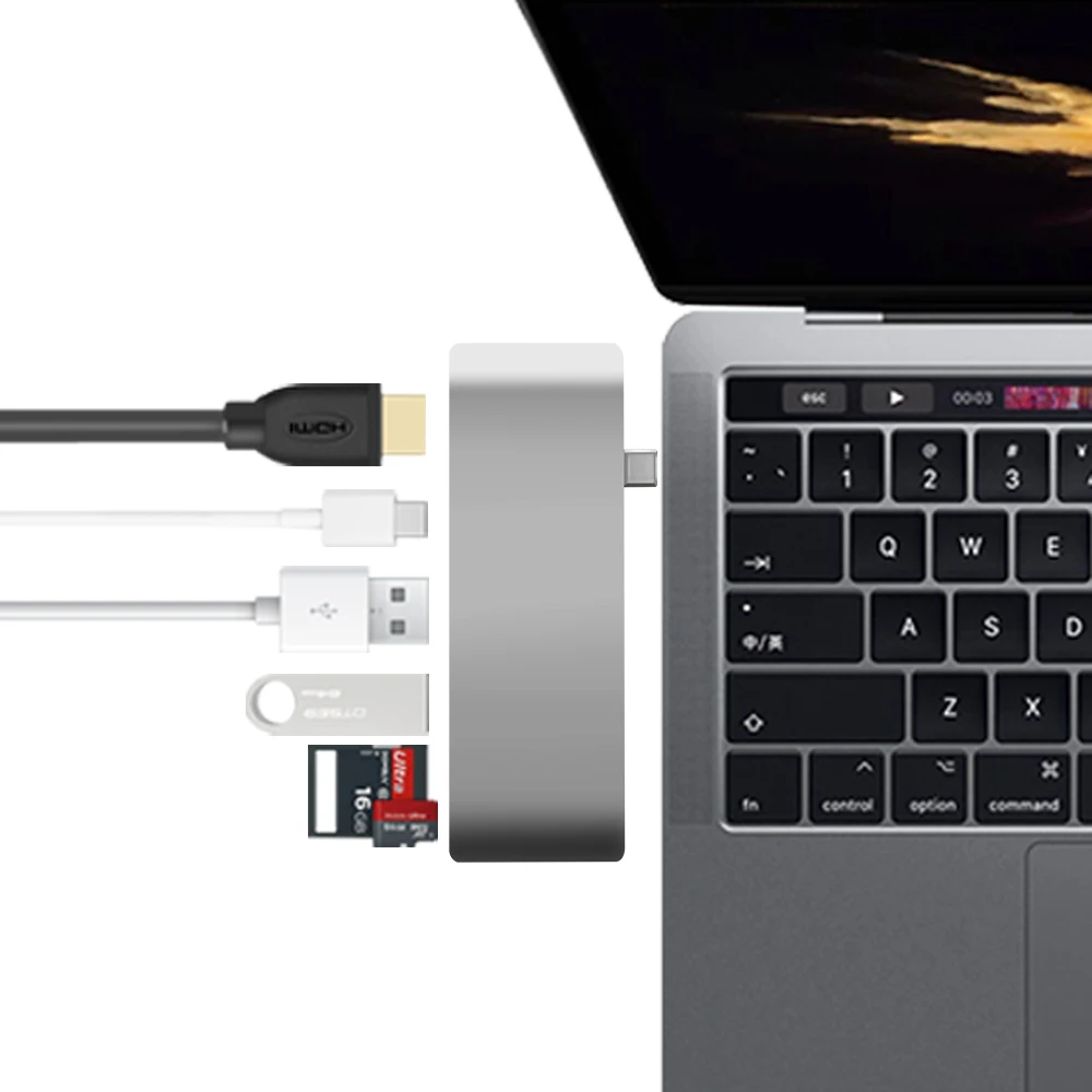 USB C Thunderbolt 3 Type-c концентратор HDMI адаптер 4k c 0 Зарядка для чтения карт нового Macbook