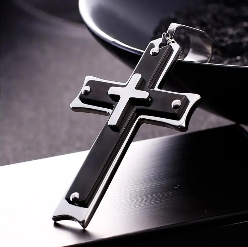 

Catholicism Black Multilayer Cross Titanium Steel Pendant Necklace Free Sheeping