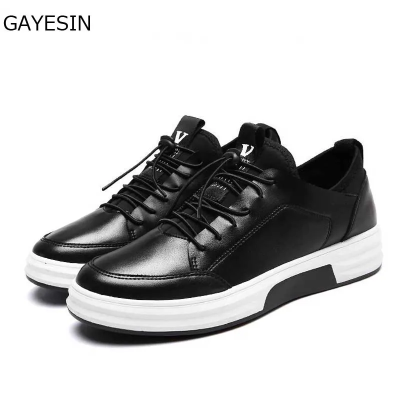 Sneakers Leather Casual Shoes Men Breathable Classic Black White Male ...