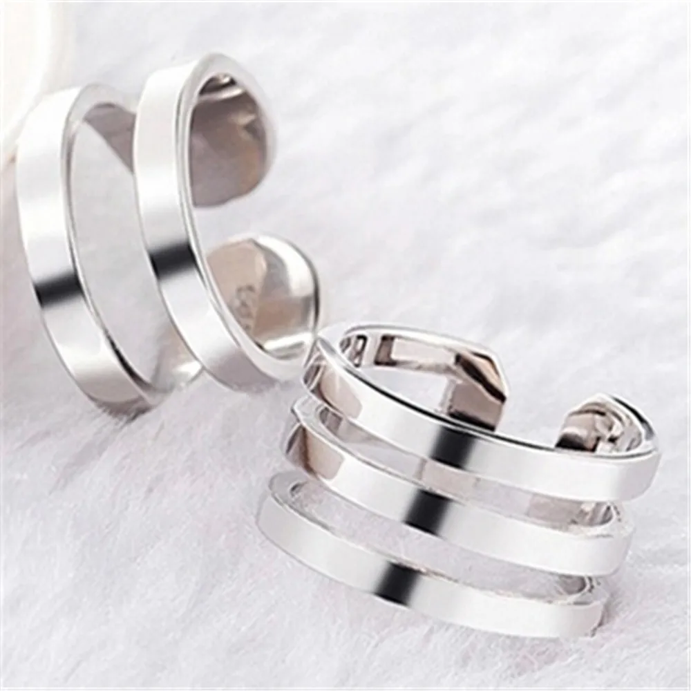

MHS.SUN 925 sterling silver ring double deck with three layers jewelry unique cool real silver open ring top quality for women