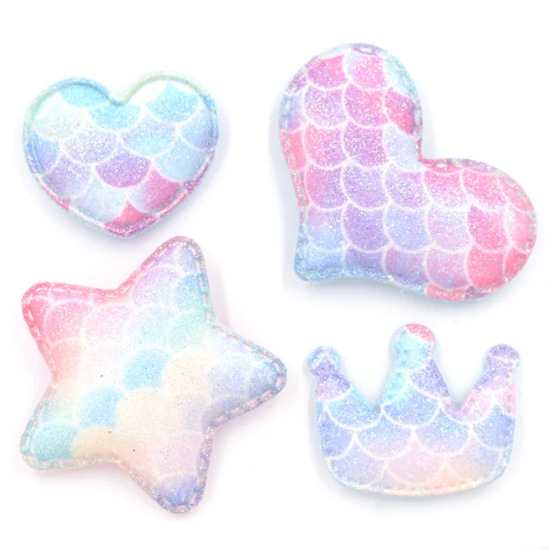 

Fashion 3/4/8Pcs 3D Rainbow Pads Crown/Heart/Star Appliques for Crafts/Hair Clips Mermaid Scale Decor Patches Accessories F24