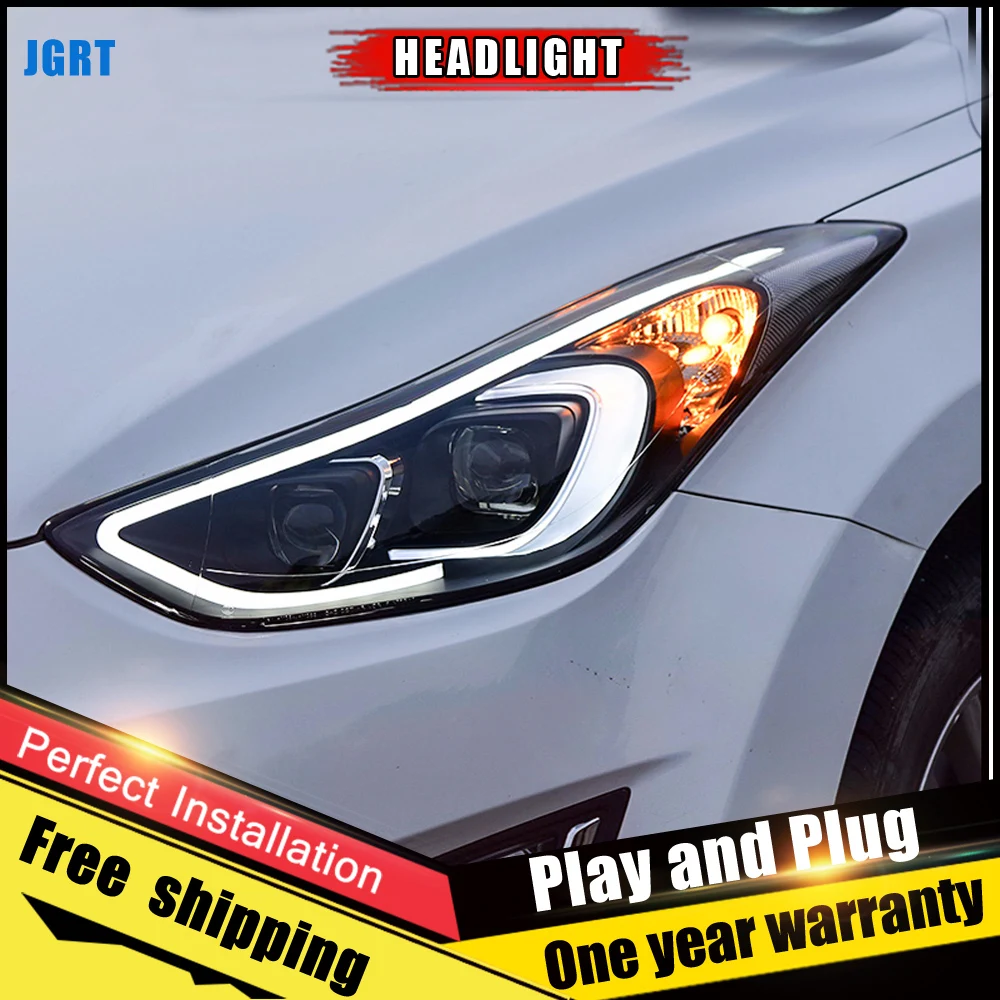 Автомобильный Стиль светодиодный фары для Hyundai Elantra 2013 2016 головная лампа объектив