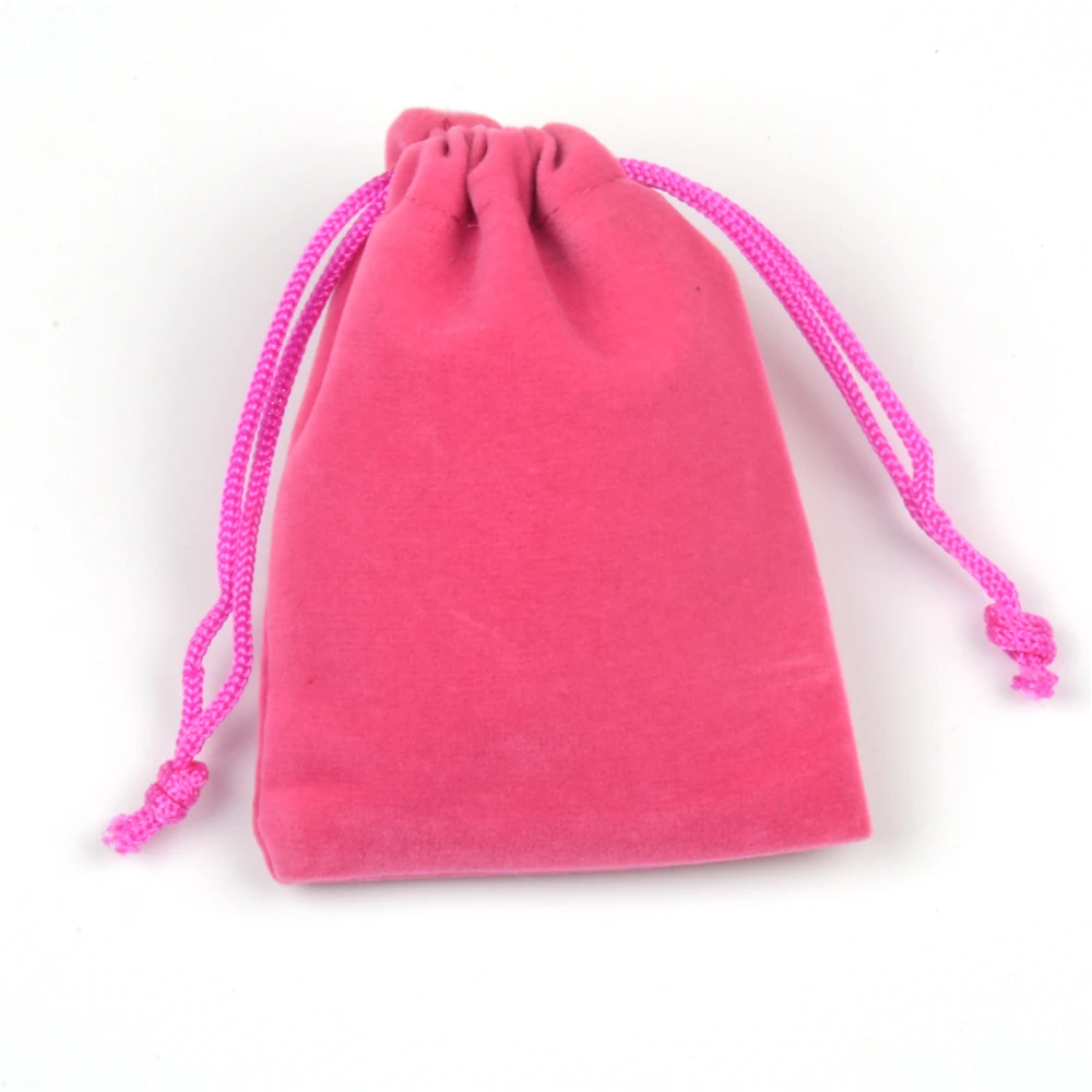50pcs/lot 7x9cm Hot Pink Small Velvet Drawstring Bags Jewelry Charms