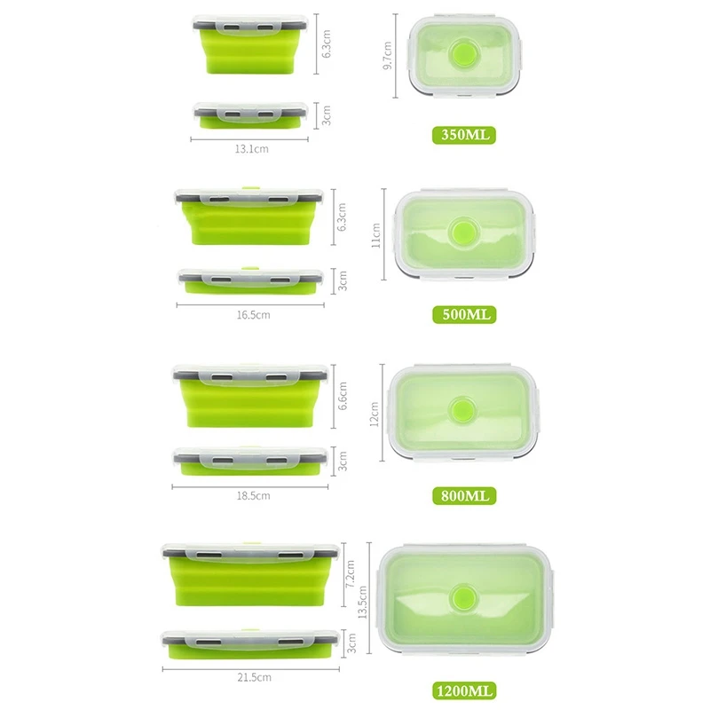 4 шт. набор складной силиконовый Ланч-бокс для еды фруктовый салат контейнер для пищи посуда удобно Ланч-бокс