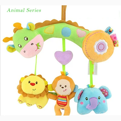 Животная тема мягкая музыкальная прогулочная коляска детские плюшевые игрушки мобильный на кровать детская погремушка Развивающие игрушки для новорожденных 0-12 месяцев D035 - Цвет: Animal Series