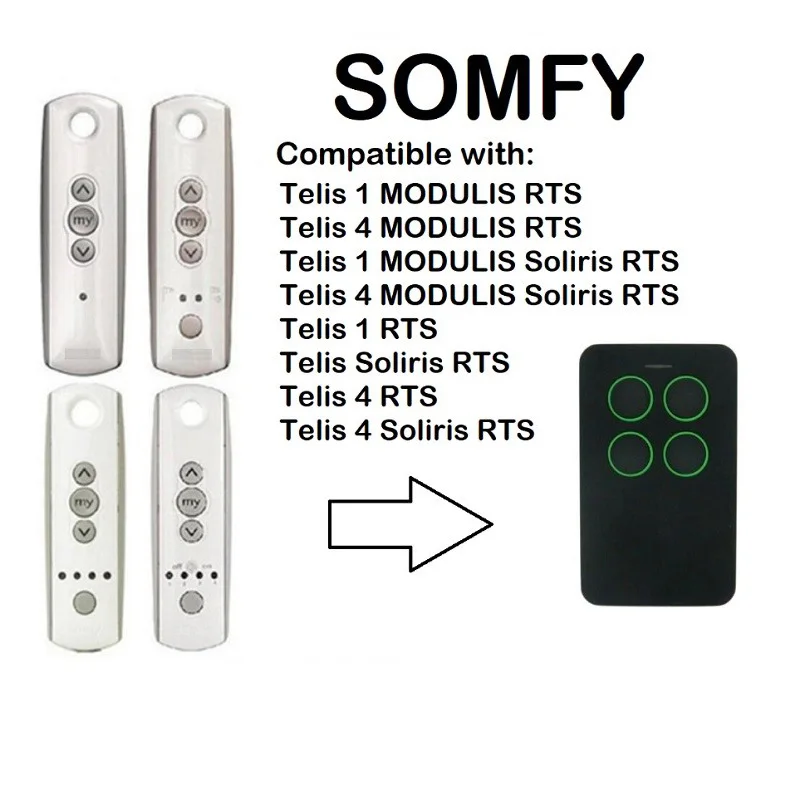 

SOMFYTelis 4 RTS, Somfy Telis 4 Soliris RT garage door controller compatible 433,42Mhz rolling code clone