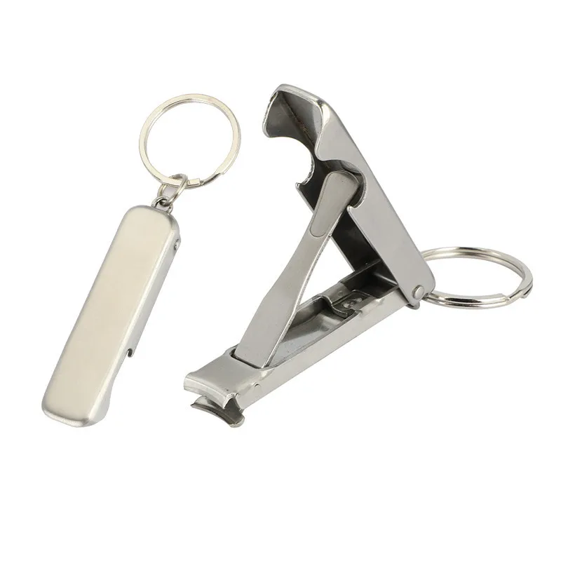 

Outdoor Tool 2 in 1 EDC Portable Pocket Handle Bottle Opener Toe Nail Clippers Cutter Key Chain For Traveling Camping Hiking