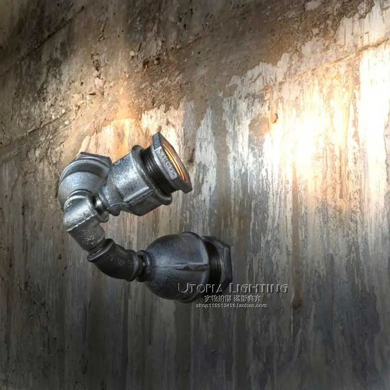 

Loft Style Iron Wall Sconce Creative Double Water Pipe Lamp Industrial Vintage LED Wall Light Fixtures Indoor Lighting