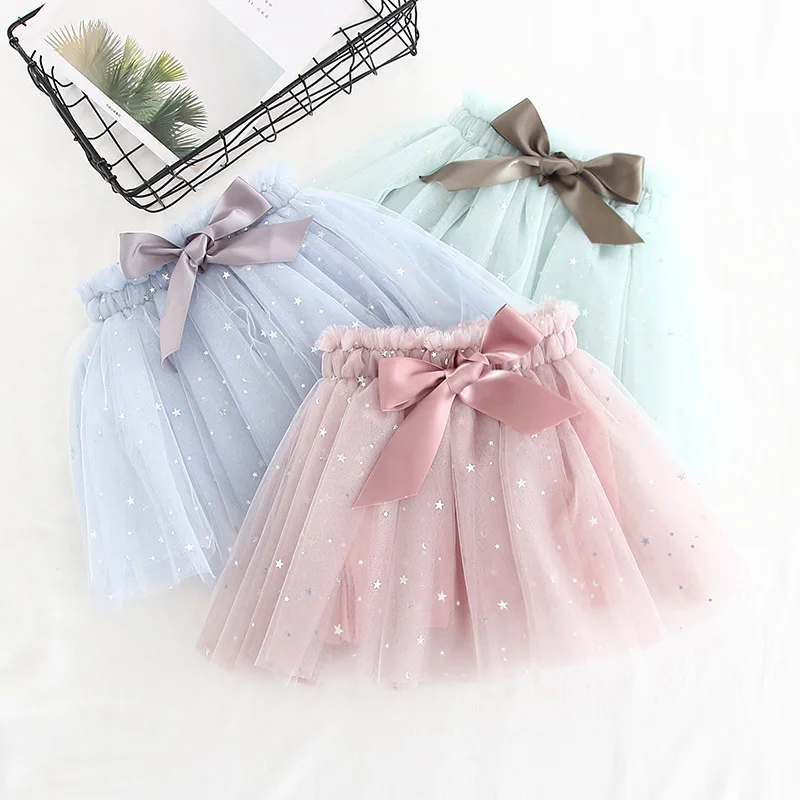 

Sweet Kids Children Girls Skirt Baby Infants Clothes Kids Children Girls Clothing Star Bow MESH TUTU DANCE Skirts S8857