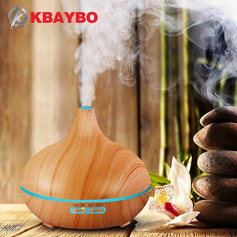 300ml Air Humidifier Essential Oil Diffuser Aroma Lamp Aromatherapy Electric Aroma Diffuser Mist Maker for Home-Wood