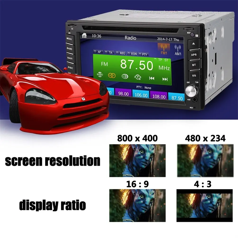 

Ezonetronics Black Durable Car DVD GPS Navigation 2DIN Car Stereo Radio GPS USB/SD Universal Player RM-LC0353