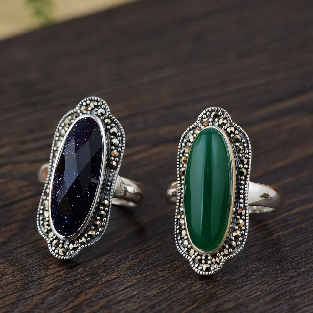 Женское кольцо из тайского серебра 925 пробы с халцедоном|thai silver ring|fashion rings for womenrings