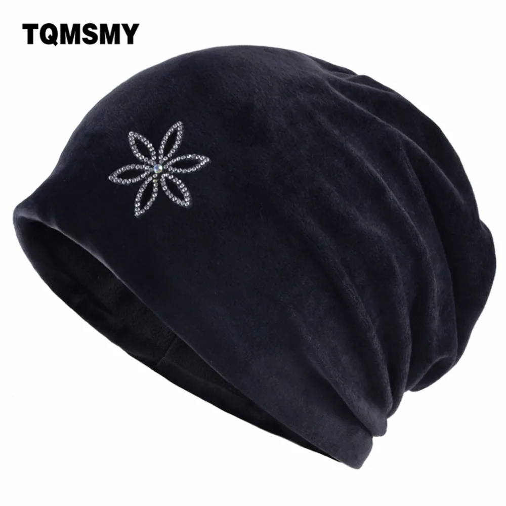 

TQMSMY Cat Ear Women's Winter Skullies Beanies Hats Zircon Accesories Knit Caps Warm Beanie Cap Lady Rhinestone Hats TMDH86
