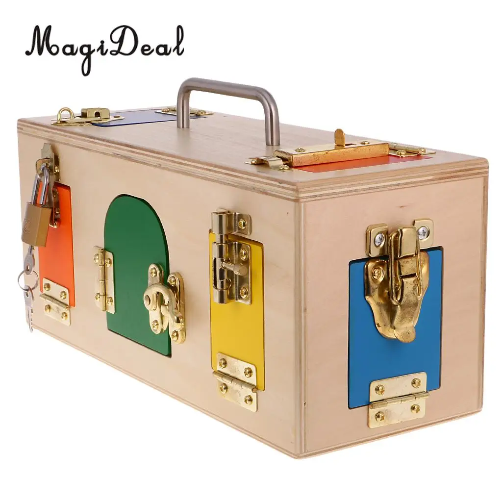 MagiDeal Wooden Montessori Practical Material Little Lock Box Kids Early Educational Toy for Cultivate Child Intelligence Gift