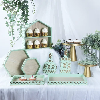 

Wood Printing Storage Racks Cake Stand Forest Style Lawn Wedding Cake Tools Home Decoration
