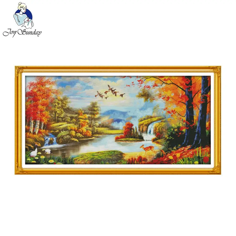 Joy Sunday, Набор для вышивки крестом, 11CT, с принтом 14CT, пейзаж, вышивка крестиком, наборы для вышивки, домашний декор, рукоделие