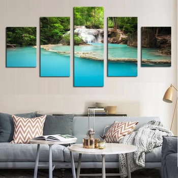 

Unframed 5 Panels Modern Blue Lack HD Picture Canvas Print Painting Canvas Wall Art for Wall Decor Home Decoration Artwork