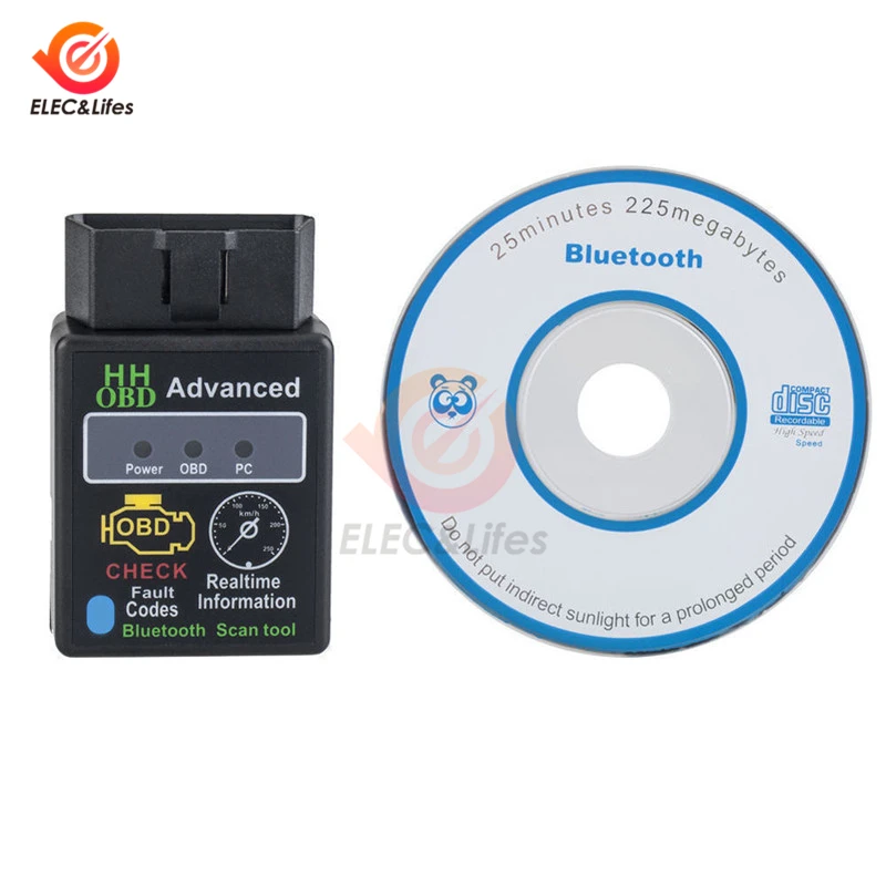 ELM327 V1.5 V2.1 OBD2 OBDII Bluetooth Авто диагностический сканер 12V автомобиль мотоцикл читатель кода OBD2 адаптер 16Pin кабель-удлинитель