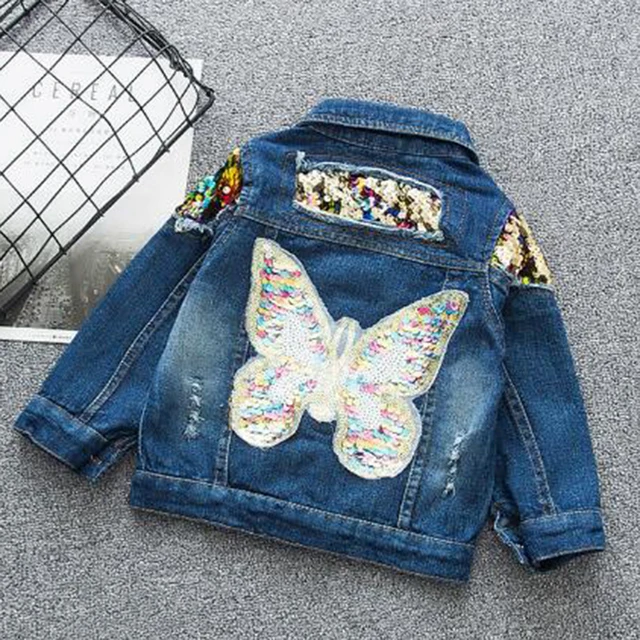 Baby Girls Denim Jacket Cardigan Coat Kids Jean Outwear Butterfly 2