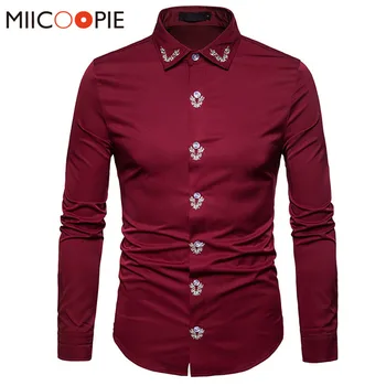 

New Men Shirt Spring Embroidery Long Sleeve Dress Shirts Wedding Party Luxury Long Sleeve Cotton Soft Men Business Shirt XXL