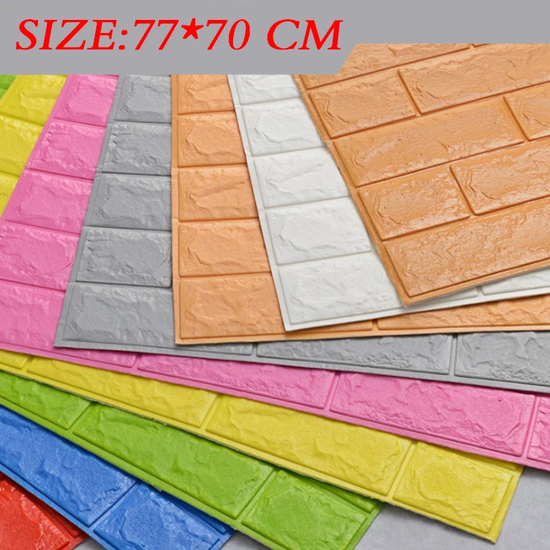 

70*77cm 3D wallpaper Wall Sticker Self adhesive Waterproof TV Background Brick Wallpapers Living Room Mural Bedroom Decorative