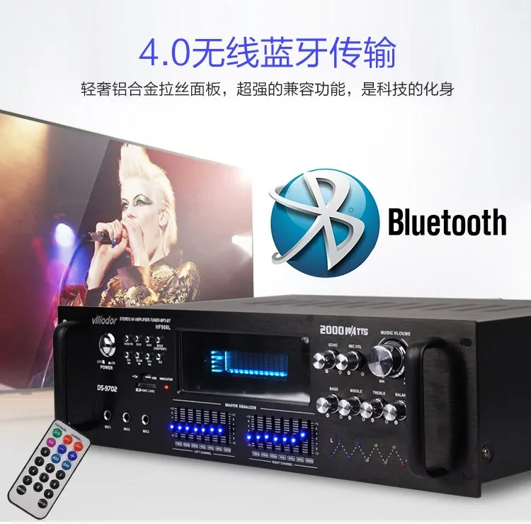 HF18-1001 210 Вт* 2 220 в домашний KTV Усилитель Компьютер 4,0 Bluetooth усилитель USB реверберации резистор HIFI усилитель с пультом дистанционного управления