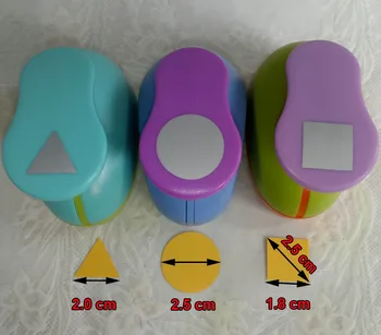 

Free Shipping Triangle and Circle and Square Shape 1 inch craft punch set Geometry Scrapbook DIY Paper Cutter Hole Punches 3PCS